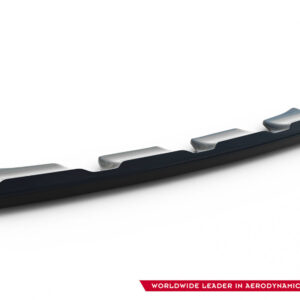 Curved row of silver airfoil blades on a dark base against a white background, part of an aerodynamic component.