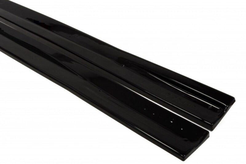 pol_po_SIDE-SKIRTS-DIFFUSERS-suitable-for-Opel-ASTRA-H-FOR-OPC-VXR-238_4jpg - OPSHOLDERS Two glossy black metal rails laid parallel on a white background.