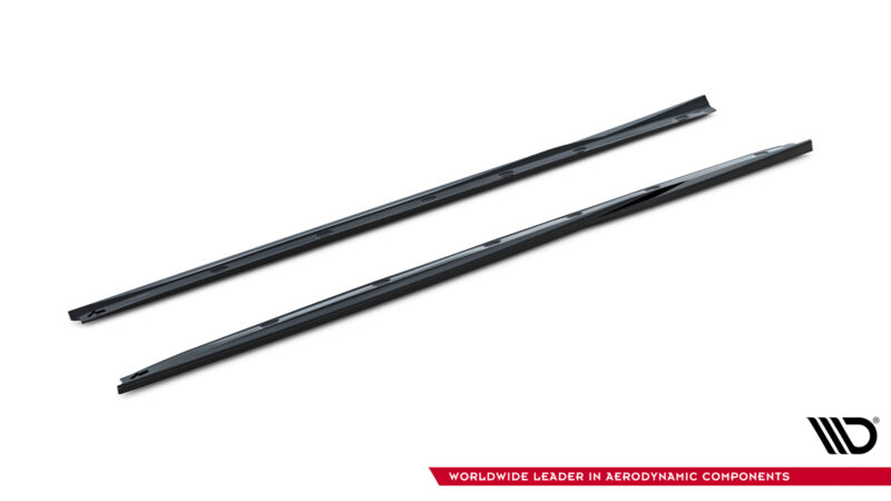 pol_po_Side-Skirts-Diffusers-V-1-suitable-for-Alfa-Romeo-Giulietta-601_1jpg - OPSHOLDERS Pair of black mounting rails on a white background, angled diagonally with a visible brand logo in the bottom right corner.