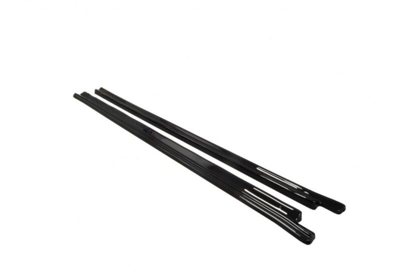 Pair of black windshield wiper blades lying side by side on a white background