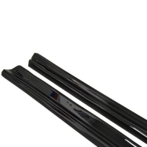 Pair of black windshield wiper blades lying side by side on a white background