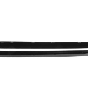 Two glossy black car roof rack crossbars laid horizontally on a white background.