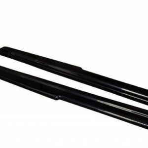 Two black windshield wiper blades laid parallel on a white background for car maintenance.