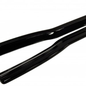 Pair of black windshield wiper blades on a white background, showing smooth glossy finish and curved look for car windows.