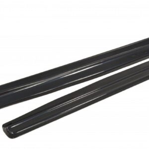 Pair of glossy black car running boards/side steps on a white background
