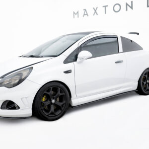 pol_po_Side-Skirts-Diffusers-suitable-for-Opel-Corsa-OPC-VXR-D-245_2jpg - OPSHOLDERS White modified sports car in a studio with Maxton Design banner in the background.