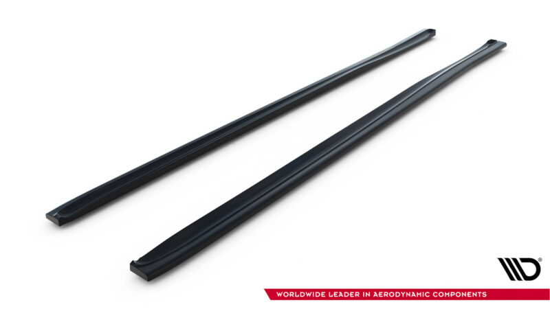pol_po_Side-Skirts-Diffusers-suitable-for-Opel-Corsa-OPC-VXR-D-245_4jpg - OPSHOLDERS Two dark aero fins angled diagonally on a white background with branding in the bottom corner.