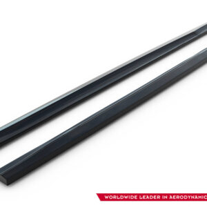 Two dark, rectangular metal rails with a glossy finish laid diagonally across a white background, branding visible in the lower-right corner.